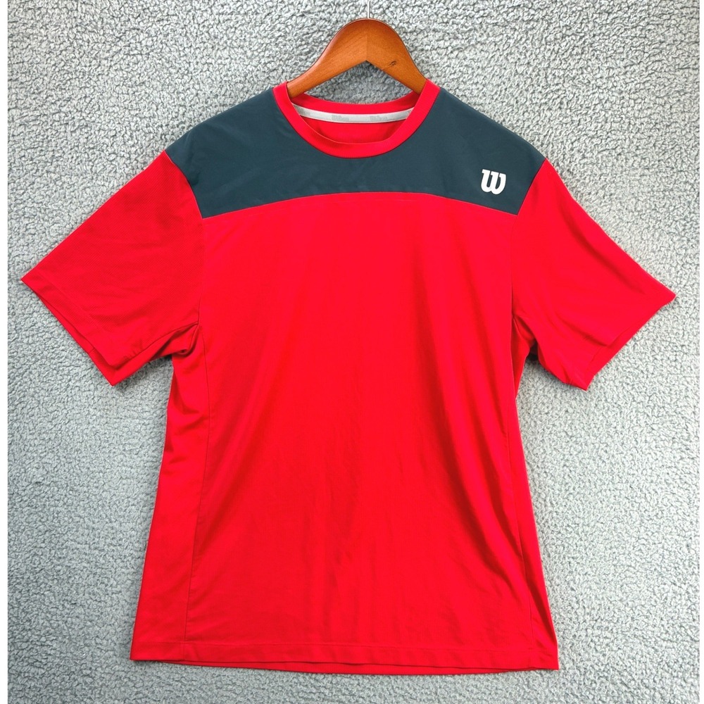 Wilson Athletic Performance Tennis Short Sleeve T Shirt Mens Large Red Gym Tee